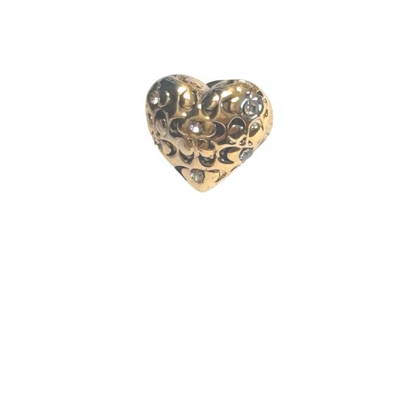 Coach Signature Logo Quilted Heart Crystal Stud Earrings - Picture 3 of 4